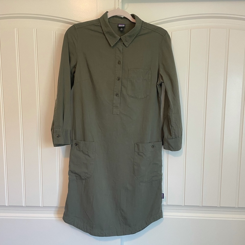 Patagonia Rocky Peak Shirt Dress olive green size XS